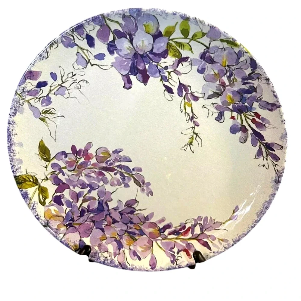 4pc Rachel Ashwell Farmhouse Purple Floral Melamine Salad Plates 9